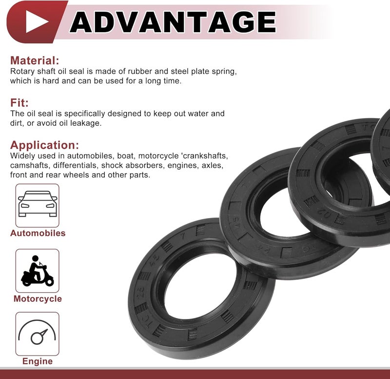 HEROFFIX 5 Pcs Rotary Shaft Seal High Pressure Oil Seal 25x45x7mm Black Nitrile 70 Durometer Rubber - Image 4
